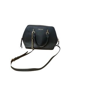Calvin Klein Black Satchel Crossbody Bag Gold Tone Hardware